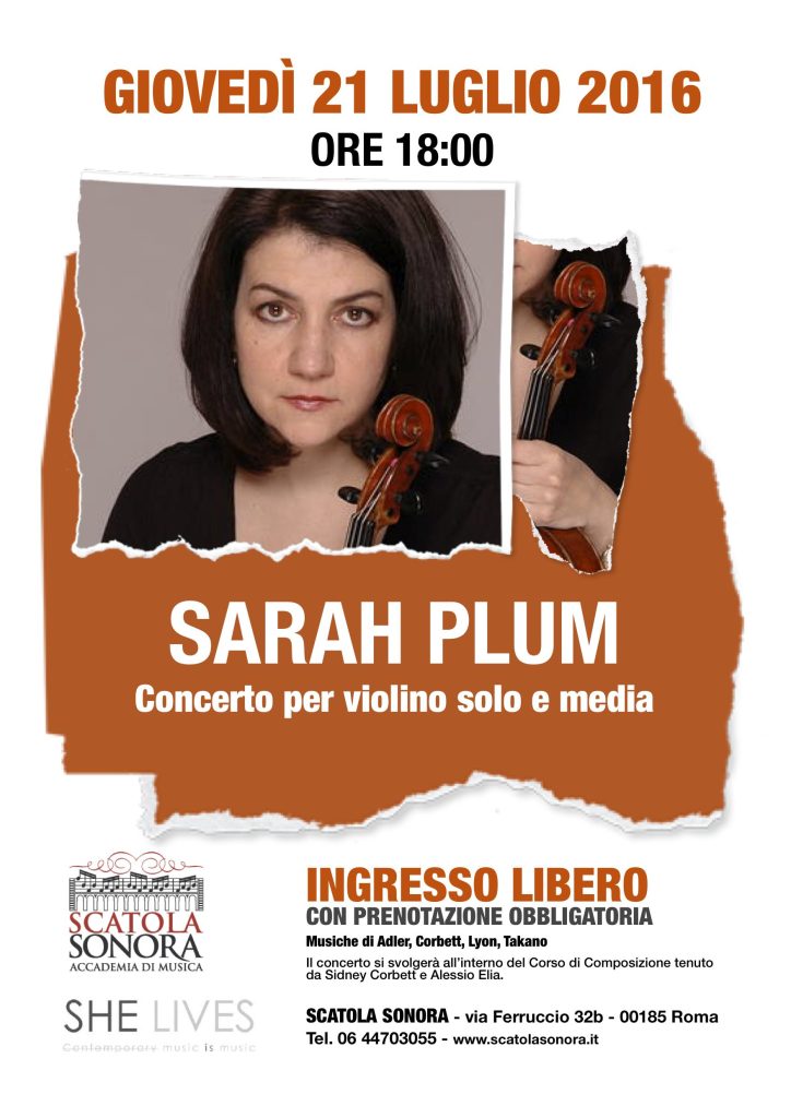 Scopri di più sull'articolo SARAH PLUM Concerto per violino solo e media