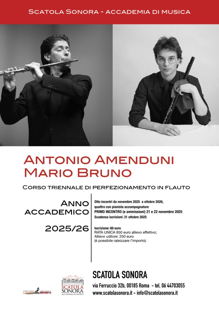 Scopri di più sull'articolo Amenduni, Bruno – Corso di perfezionamento in flauto 2025-26