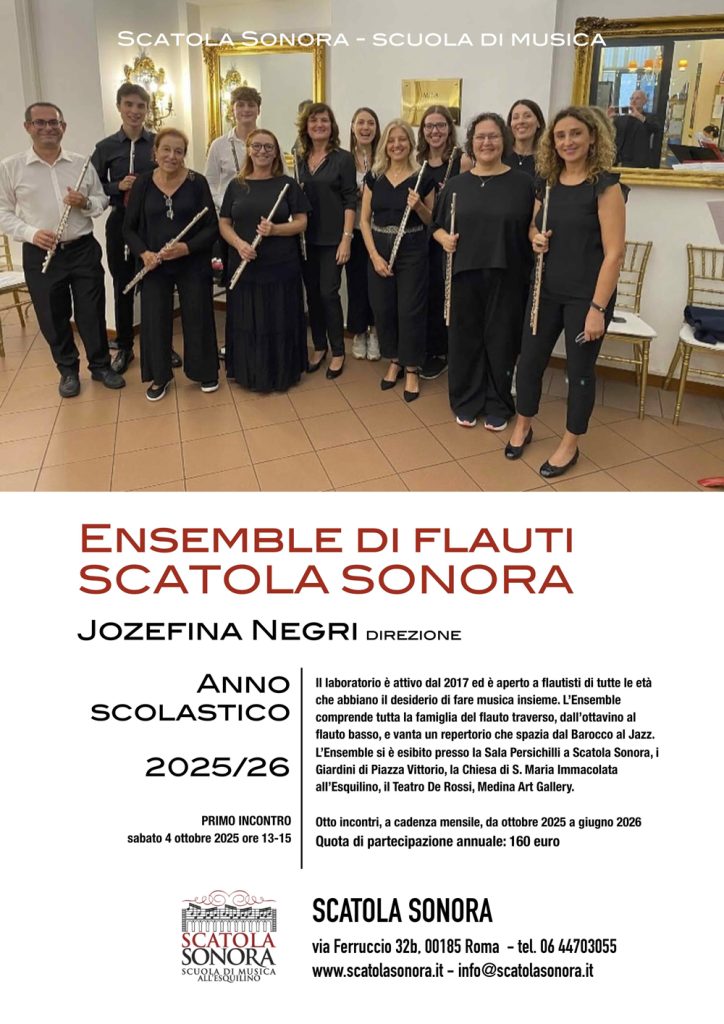 Scopri di più sull'articolo Ensemble di flauti – Direzione, Jozefina Negri – Anno scolastico 2025/26