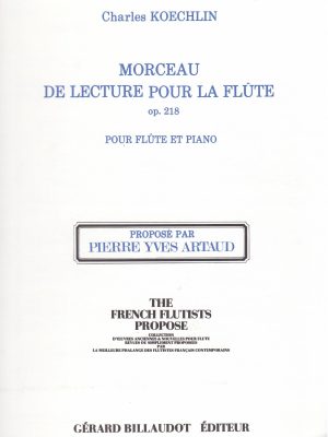 KOECHLIN, CHARLES – MORCEAU DE LECTURE DE LA FLUTE OP. 218