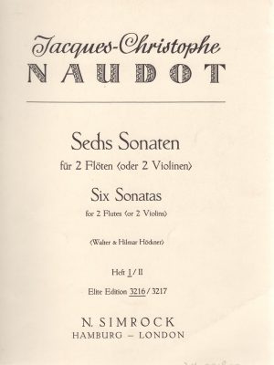 NAUDOT, JACQUES CHRISTOPHE – SEI SONATE PER DUE FLAUTI VOL. I