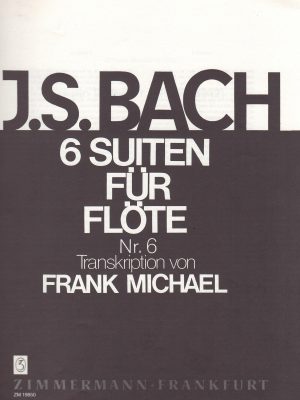 BACH, JOHANN SEBASTIAN – SUITE N. 6 BWV 1012