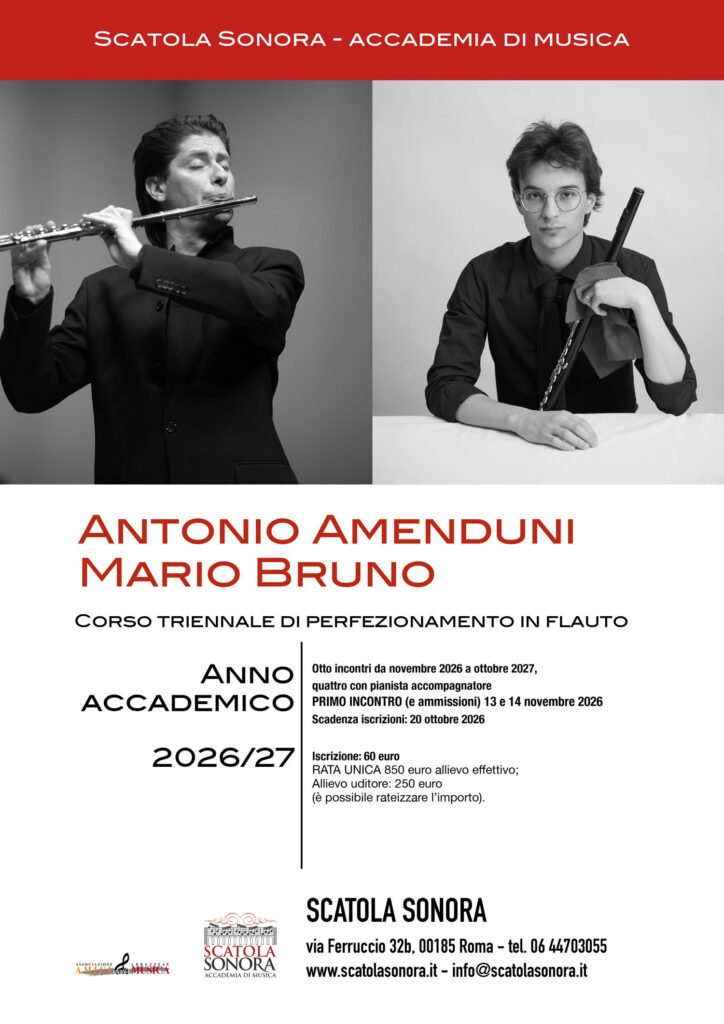 Antonio Amenduni e Mario Bruno – Corso triennale di perfezionamento in flauto 2026/27