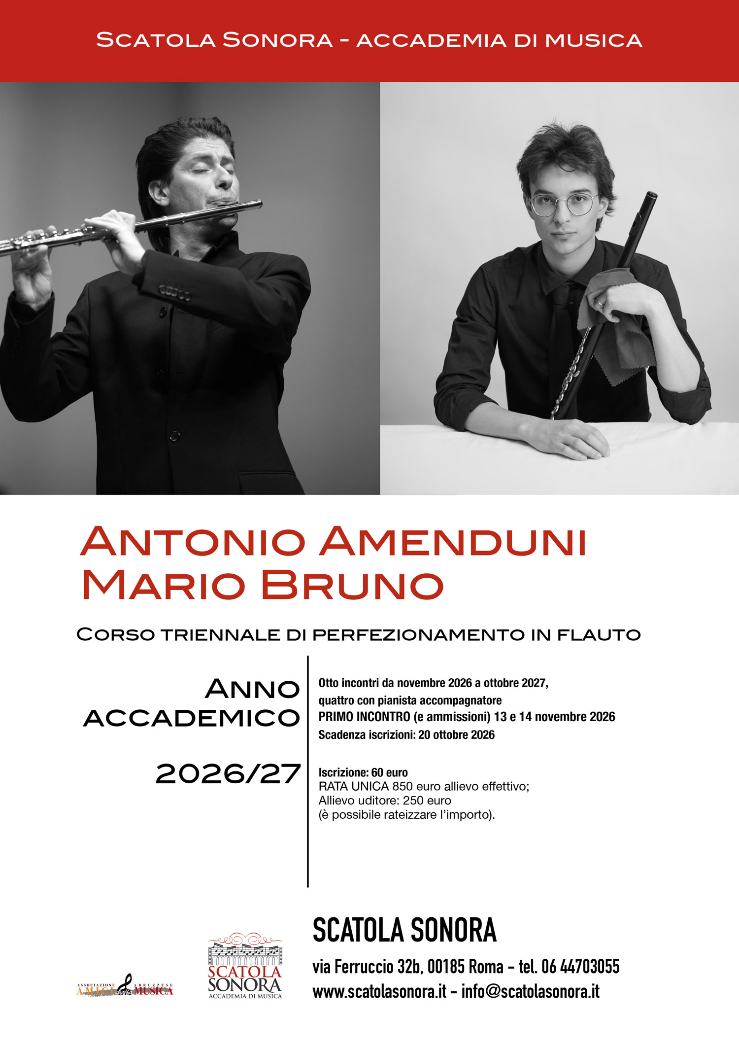 Antonio Amenduni e Mario Bruno – Corso triennale di perfezionamento in flauto 2026/27